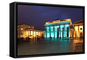 Berlin, the Brandenburg Gate, Night Photography-Catharina Lux-Framed Stretched Canvas