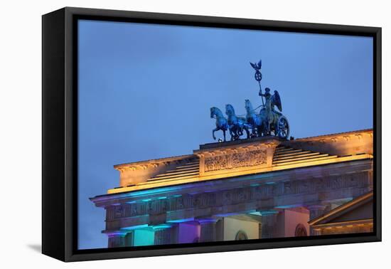 Berlin, the Brandenburg Gate, Night Photography-Catharina Lux-Framed Stretched Canvas