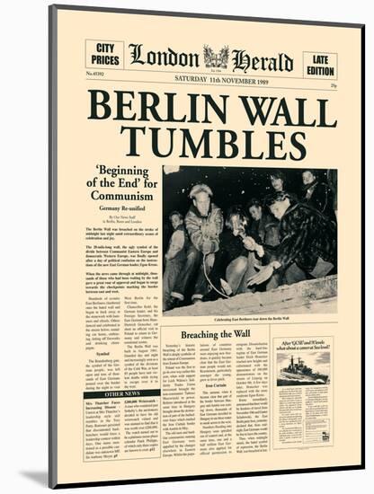 Berlin Wall Tumbles-The Vintage Collection-Mounted Art Print