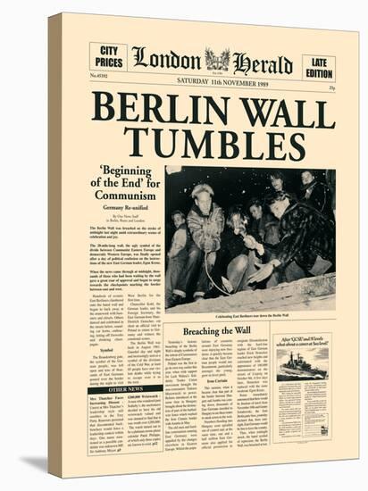 Berlin Wall Tumbles-The Vintage Collection-Stretched Canvas