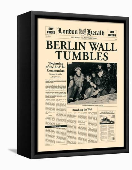 Berlin Wall Tumbles-The Vintage Collection-Framed Stretched Canvas