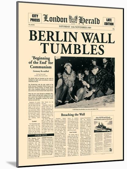 Berlin Wall Tumbles-The Vintage Collection-Mounted Art Print