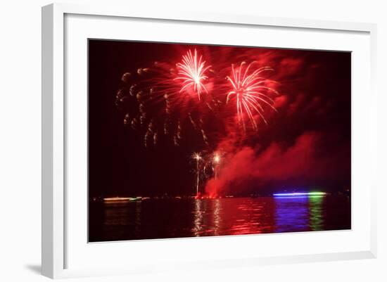 Berlin, Wannsee, Beach Swimming Area, Fireworks-Catharina Lux-Framed Photographic Print