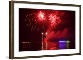 Berlin, Wannsee, Beach Swimming Area, Fireworks-Catharina Lux-Framed Photographic Print