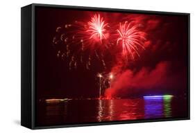 Berlin, Wannsee, Beach Swimming Area, Fireworks-Catharina Lux-Framed Stretched Canvas