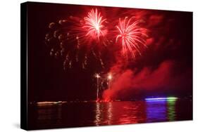 Berlin, Wannsee, Beach Swimming Area, Fireworks-Catharina Lux-Stretched Canvas