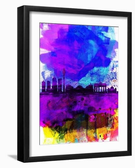 Berlin Watercolor Skyline-NaxArt-Framed Art Print