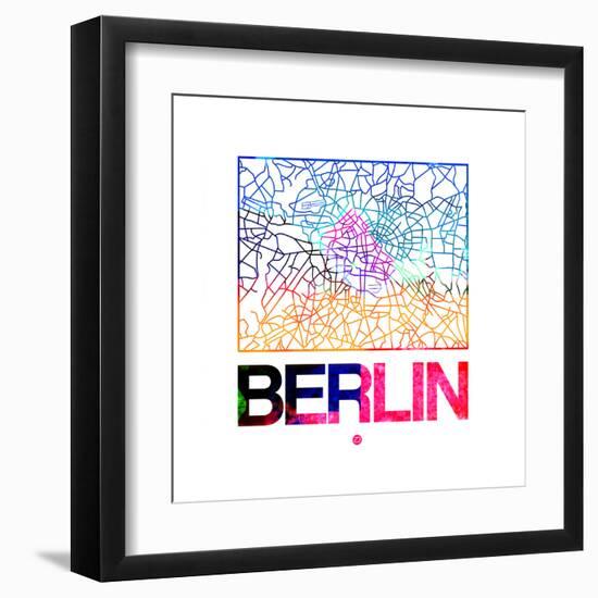 Berlin Watercolor Street Map-NaxArt-Framed Art Print