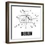 Berlin White Subway Map-null-Framed Art Print