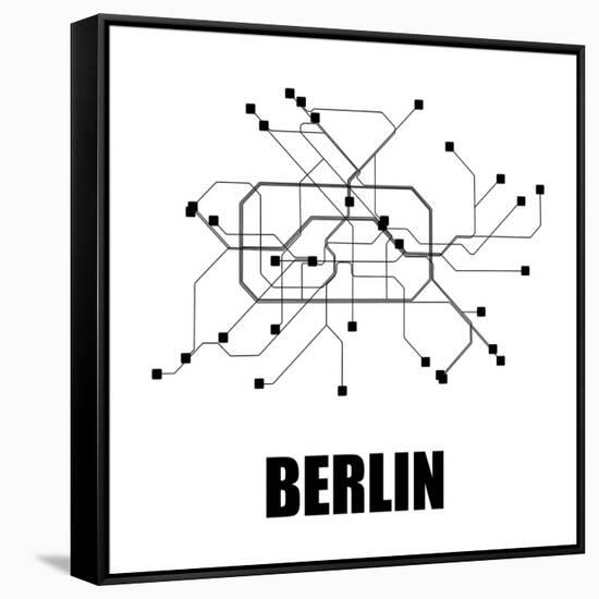 Berlin White Subway Map-null-Framed Stretched Canvas