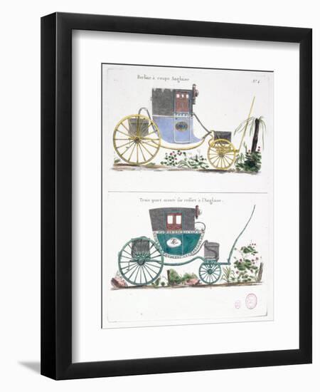 Berline a coupe anglaise et trois-quarts monte sur ressort a l’anglaise, fin XVIIIeme siecle-null-Framed Premium Giclee Print