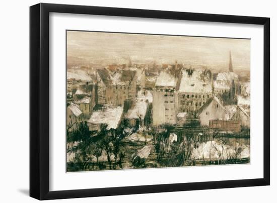 Berliner Hinterhaeuser Im Schnee-Adolph von Menzel-Framed Giclee Print