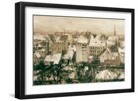 Berliner Hinterhaeuser Im Schnee-Adolph von Menzel-Framed Giclee Print