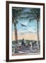 Bermuda - Airplane Arriving on the Island-Lantern Press-Framed Art Print