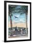 Bermuda - Airplane Arriving on the Island-Lantern Press-Framed Art Print