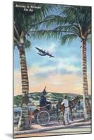 Bermuda - Airplane Arriving on the Island-Lantern Press-Mounted Art Print