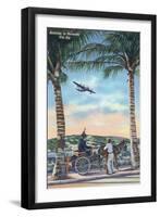 Bermuda - Airplane Arriving on the Island-Lantern Press-Framed Art Print