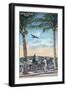 Bermuda - Airplane Arriving on the Island-Lantern Press-Framed Art Print