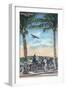 Bermuda - Airplane Arriving on the Island-Lantern Press-Framed Art Print