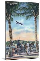 Bermuda - Airplane Arriving on the Island-Lantern Press-Mounted Art Print