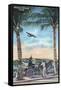 Bermuda - Airplane Arriving on the Island-Lantern Press-Framed Stretched Canvas