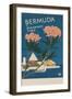 Bermuda in Oleander Time, Travel Poster-null-Framed Giclee Print