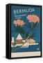 Bermuda in Oleander Time, Travel Poster-null-Framed Stretched Canvas