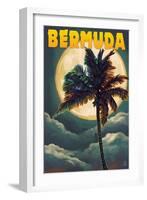 Bermuda - Palm and Moon-Lantern Press-Framed Art Print