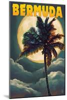 Bermuda - Palm and Moon-Lantern Press-Mounted Art Print