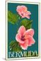 Bermuda - Pink Hibiscus-Lantern Press-Mounted Art Print