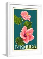 Bermuda - Pink Hibiscus-Lantern Press-Framed Art Print