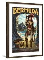 Bermuda - Pirate Pinup Girl-Lantern Press-Framed Art Print