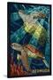 Bermuda - Sea Turtles Mosaic-Lantern Press-Stretched Canvas