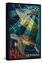 Bermuda - Sea Turtles Mosaic-Lantern Press-Stretched Canvas