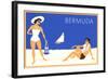 Bermuda Travel Poster, Couple on Beacch-null-Framed Art Print