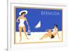 Bermuda Travel Poster, Couple on Beacch-null-Framed Art Print