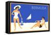 Bermuda Travel Poster, Couple on Beacch-null-Framed Stretched Canvas