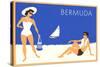 Bermuda Travel Poster, Couple on Beacch-null-Stretched Canvas