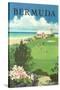 Bermuda Travel Poster-Found Image Press-Stretched Canvas