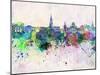 Bern Skyline in Watercolor Background-paulrommer-Mounted Art Print