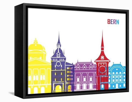 Bern Skyline Pop-paulrommer-Framed Stretched Canvas