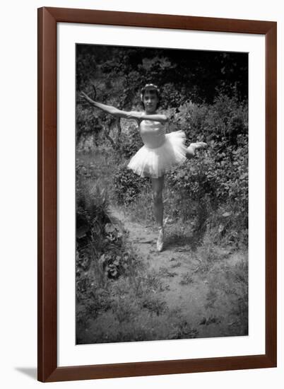 Bernadette Lafont, as a child, dancer, c. 1949, Nimes (b/w photo)-null-Framed Photo