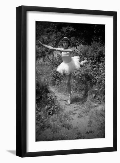 Bernadette Lafont, as a child, dancer, c. 1949, Nimes (b/w photo)-null-Framed Photo