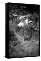 Bernadette Lafont, as a child, dancer, c. 1949, Nimes (b/w photo)-null-Framed Stretched Canvas