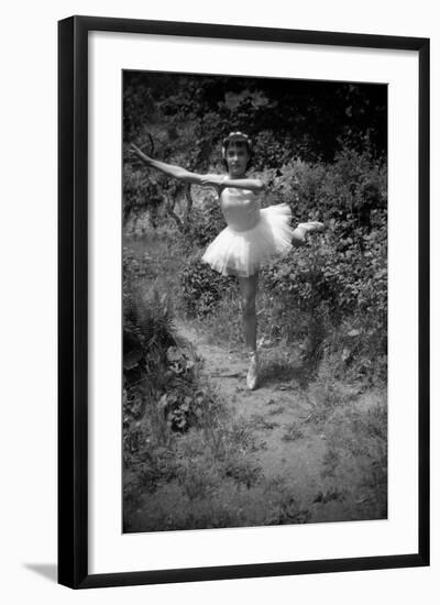 Bernadette Lafont, as a child, dancer, c. 1949, Nimes (b/w photo)-null-Framed Photo