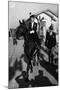 Bernadette Lafont as a young woman (16) on horse in Nimes, France, 1954 (b/w photo)-null-Mounted Photo