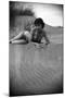 Bernadette Lafont, as a young woman, on the beach, south of France, c. 1955 (b/w photo)-null-Mounted Photo