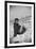 Bernadette Lafont, as a young woman, on the beach, south of France, c. 1955 (b/w photo)-null-Framed Photo