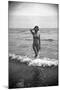 Bernadette Lafont, as a young woman, on the beach, south of France, c. 1955 (b/w photo)-null-Mounted Photo