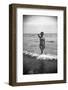 Bernadette Lafont, as a young woman, on the beach, south of France, c. 1955 (b/w photo)-null-Framed Photo